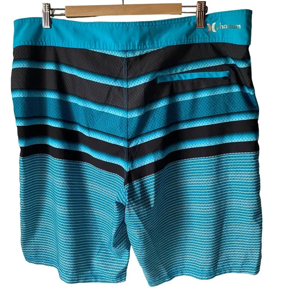 Hurley Phantom striped blue swim shorts boardshorts men 38‎